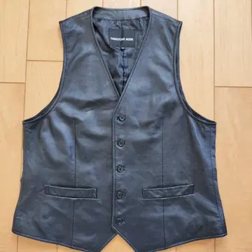 CHRISTIAN MODE 블랙 가죽 베스트 L