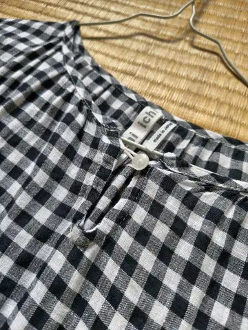 ichi 깅엄 체크 원피스 린넨