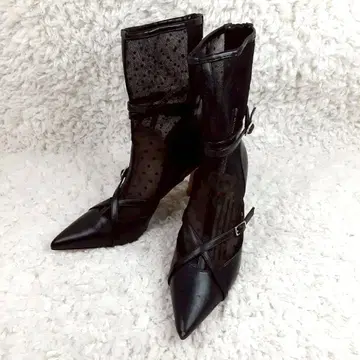 새상품급 24cm Her lip to 앵클부츠 블랙 더블 벨트 코지하루