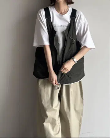 FASHIRU 2way fishing nylon vest / khaki