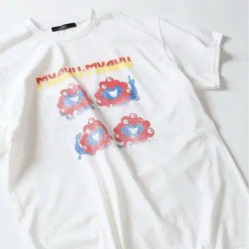 미야쿠미야쿠 x relume 하드 록 프린트 T셔츠 화이트 M 사이즈