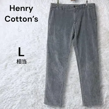Henry Cotton's 코튼 벨벳 팬츠 슬림 핏 은은한 광택 48