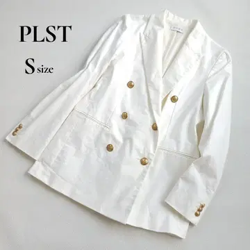 플라스테 코튼 블렌드 옥스 더블 자켓 화이트 골드 버튼 S