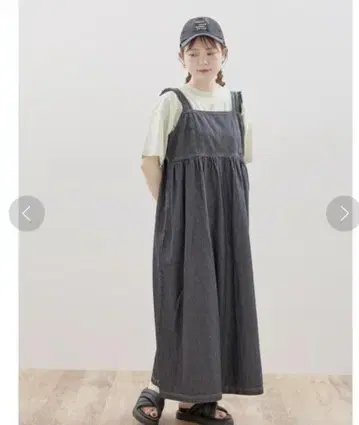 어깨 프릴 데님 원피스