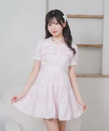 Honey Cinnamon 티어드 프릴 코튼 원피스
