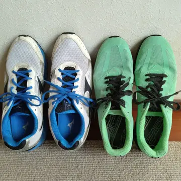 Mizuno 러닝화 화이트/블루 & 그린 29cm 세트