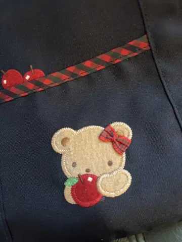 familiar 곰 자수 네이비 토트백