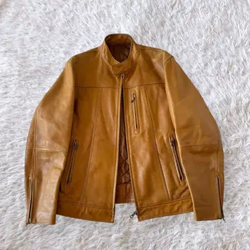 UNIQLO 카우 소가죽 싱글 라이더 머스타드 M