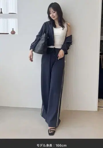 SNIDEL UV컷 맨투맨 와이드 팬츠 네이비 M
