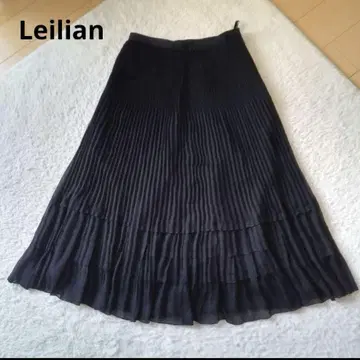 Leilian 블랙 플리츠 롱 스커트