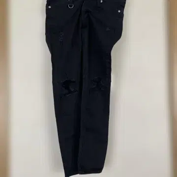 블랙 스키니 데님 데미지 가공