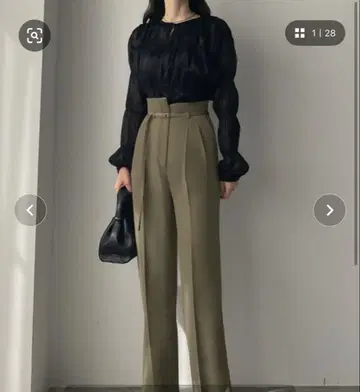 [ Louere ] 벨트 포함 비대칭 하이웨스트 팬츠