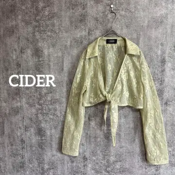 CIDER 그린 시스루 레이스 볼레로 긴팔 레이어드 L 부드러운