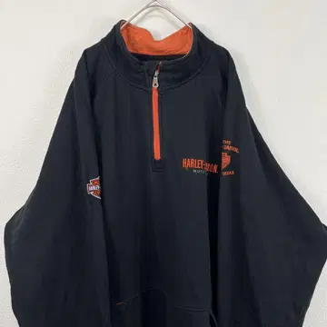 USA 구제 의류 Harley Davidson 하프 지퍼 맨투맨 블랙