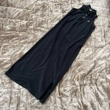 LACOSTE 슬리브리스 피케 롱 원피스 블랙 컬러 40
