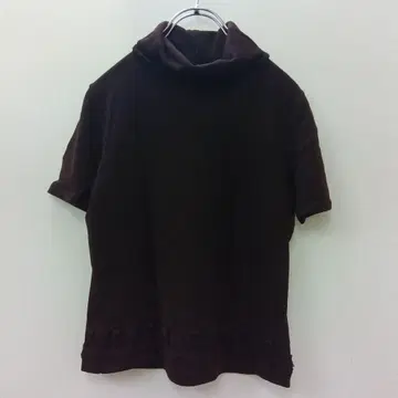 니트 반팔 니트 티셔츠 터틀넥 브라운 여성용