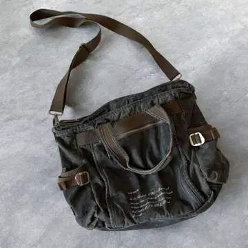 y2k long shoulder bag denim military