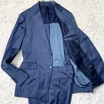 [ 새상품급 실크 혼방 ] 딸리아또레 수트 셋업 헤링본 블루 48