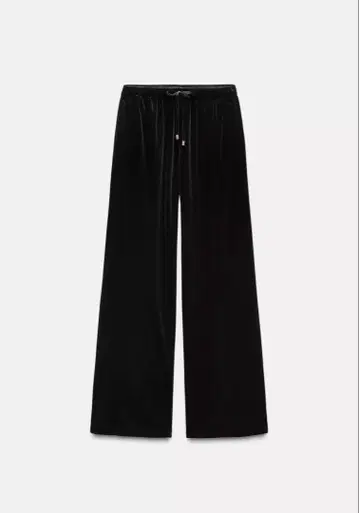 ZARA 와이드 벨벳 팬츠 블랙 XS