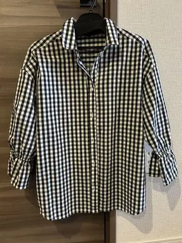 언타이틀 깅엄 체크 셔츠 블라우스