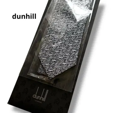 [ 미사용 ] dunhill 올 패턴 넥타이 토끼 블랙 화이트