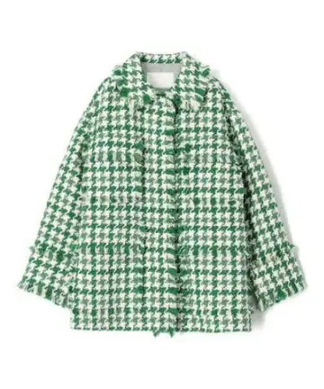 ballsey 하운드 투스 트위드 프린지 자켓