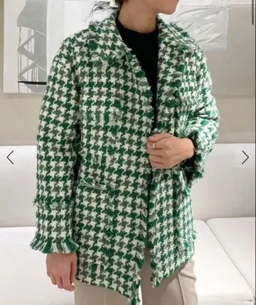 ballsey 하운드 투스 트위드 프린지 자켓