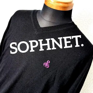 en14 SOPHNET. 블랙 x 보라색 V넥 스웨터 전갈 남성용 XL