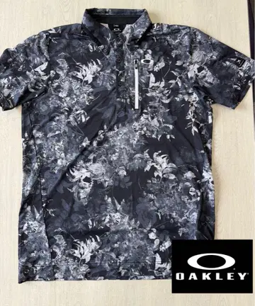 OAKLEY 반팔 피케 셔츠 꽃무늬 블랙