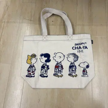 이세 찰리 브라운 스누피 브라운 찻집 토트백 유니버셜 기모노 와