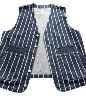 [ 새상품급 ] 코지마진스 KOJIMA GENES 스트라이프 베스트 데님