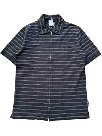 90s'agnes b.'border pattern zip shirt