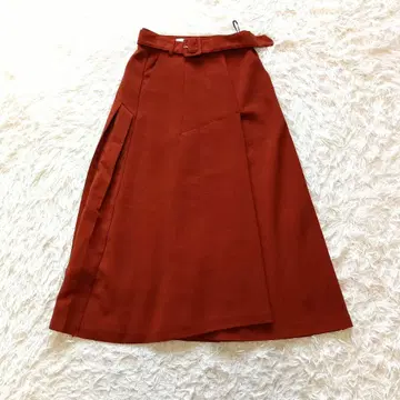 AMERI 아메리 백 플리츠 롱 스커트 벨트 포함 S