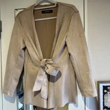 ZARA BASIC 베이지 노카라 자켓