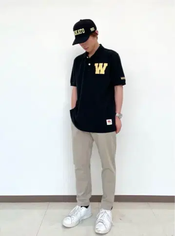 Canterbury 블랙 피케 셔츠 W 자수 3L