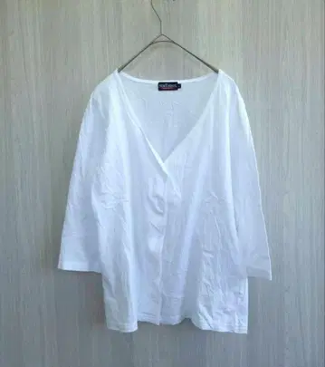 뉴요커 상의 티셔츠 가디건 버튼 무지 화이트 L