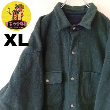 USA 구제 의류 플리스 플란넬 셔츠 XL 모스그린