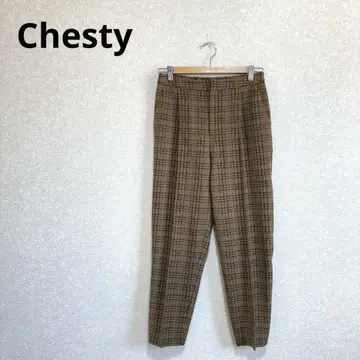 Chesty 체스티 테이퍼드 팬츠 백 밴딩 체크 무늬 브라운 M
