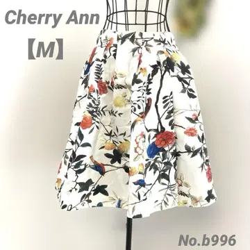 체리앤 Cherry Ann 미니 플레어 스커트 M 선명한 보타니컬