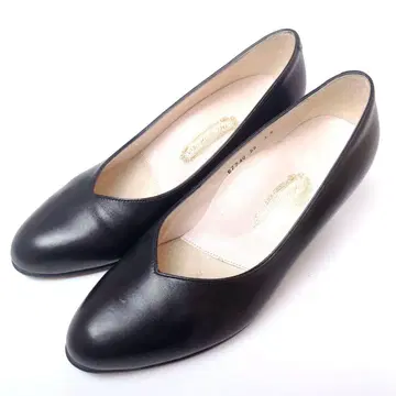긴자 요시노야 하이힐 펌프스 V컷 가죽 천연 가죽 블랙 22cm
