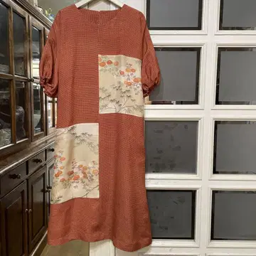 순수 실크 크레이프 원단과 하부타에 (국화와 대나무 그림)