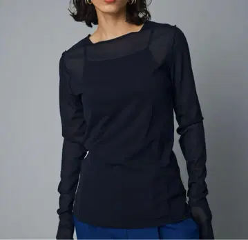 HeRIN.CYE Mesh inner color tops 네이비 새상품