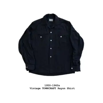 50s 레이온 셔츠 블랙 빈티지