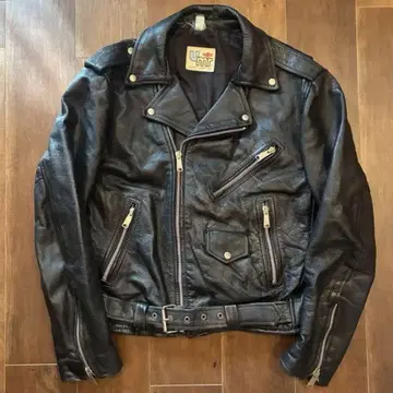 80s vintage umr 가죽 더블 라이더 자켓 구제 의류 XL