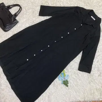 새상품급 레리움 저널 스탠다드 롱 셔츠 원피스 블랙 F