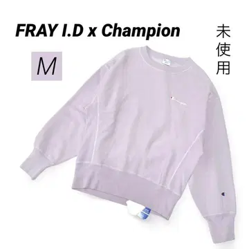 미사용 새상품 FRAY I.D x Champion 풀오버 퍼플 M