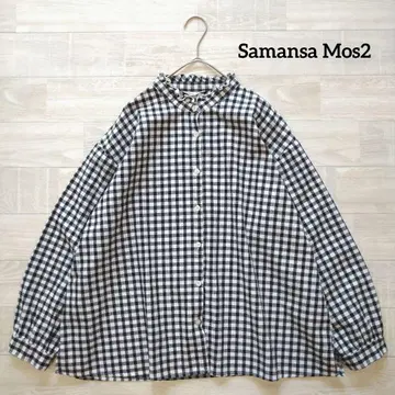 Samansa Mos2 사만사 모스모스 옷깃 프릴 깅엄 체크 블라우스 F