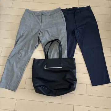 UNIQLO 슬랙스 2세트 그레이 네이비 토트백