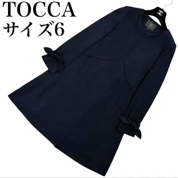 TOCCA 노카라 프론트 디자인 도킹 소매 리본 스프링 코트