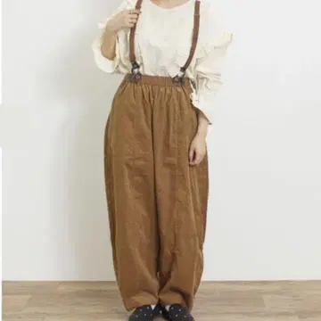 사만사 모스모스 가는 골 서스펜더 부착 와이드 팬츠
